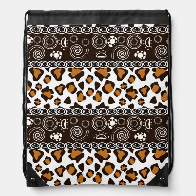 African print with cheetah skin pattern drawstring bag (Front)