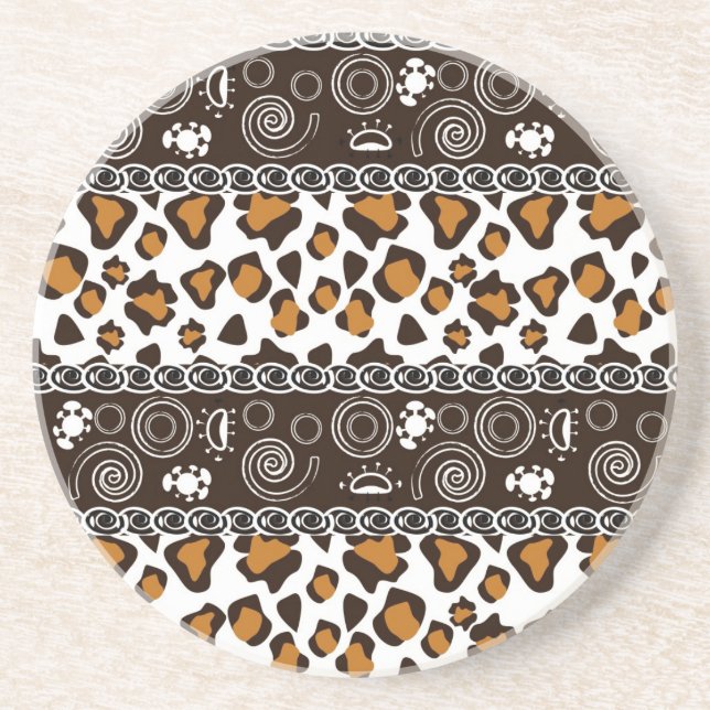 African print with cheetah skin pattern drink coaster (Front)