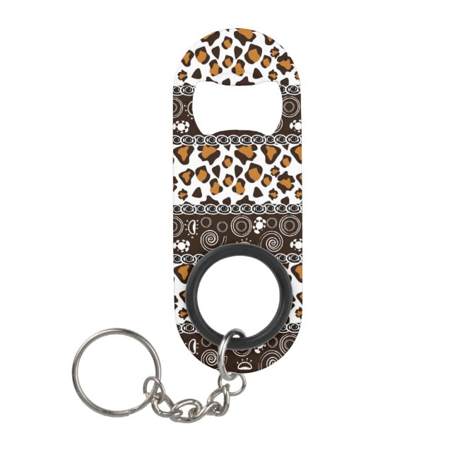 African print with cheetah skin pattern keychain bottle opener (Front)
