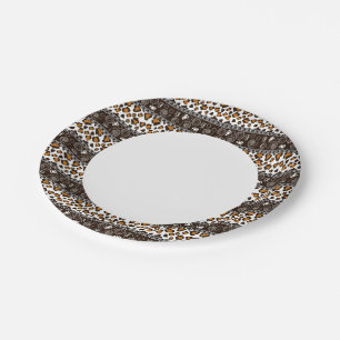 African print with cheetah skin pattern paper plates