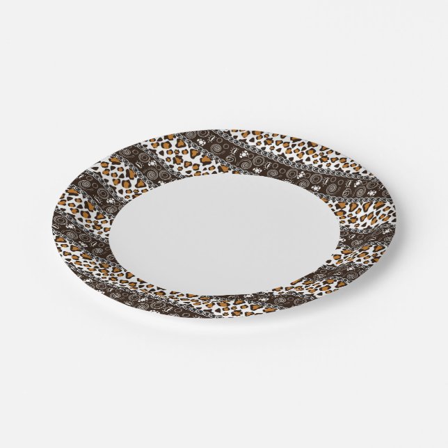 African print with cheetah skin pattern paper plates (Angled)