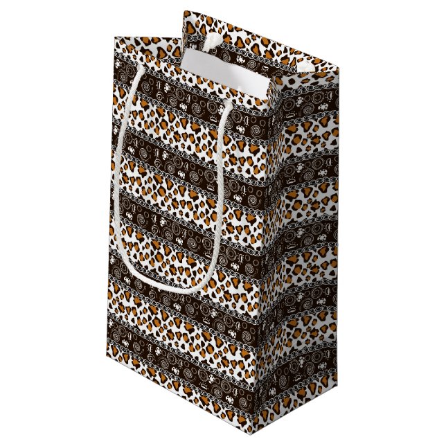 African print with cheetah skin pattern small gift bag (Back Angled)