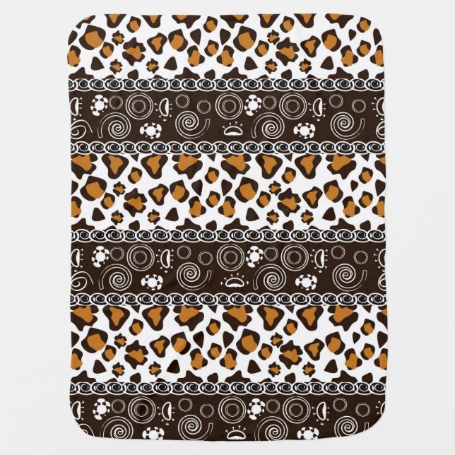 African print with cheetah skin pattern swaddle blanket (Front)
