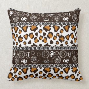 African print with cheetah skin pattern throw pillow