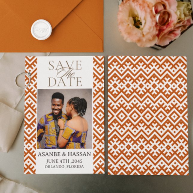 African Print  with Photo Wedding Save The Date   (Creator Uploaded)