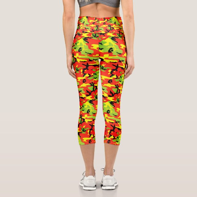 African Proud - Yoga Rasta Camouflage Capri Leggings (Back)