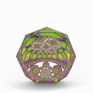 African Purple and Yellow Kaleidoscope Traditional Acrylic Award