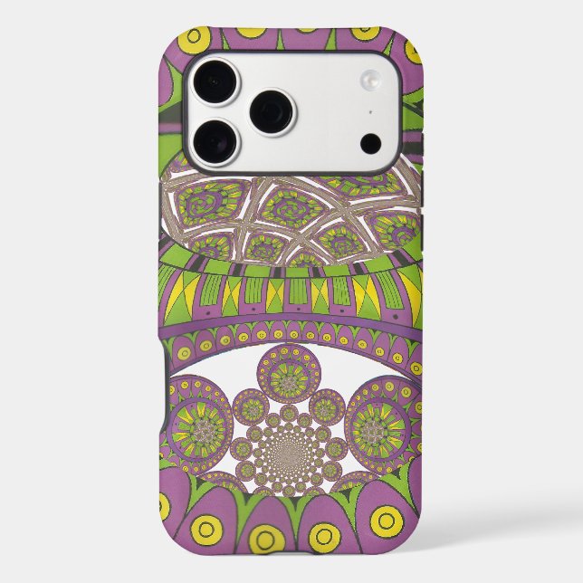 African Purple and Yellow Kaleidoscope Traditional Case-Mate iPhone Case (Back)