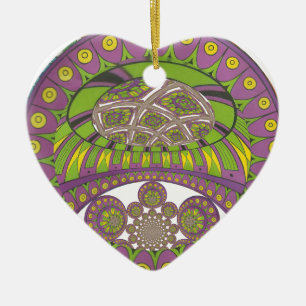 African Purple and Yellow Kaleidoscope Traditional Ceramic Ornament