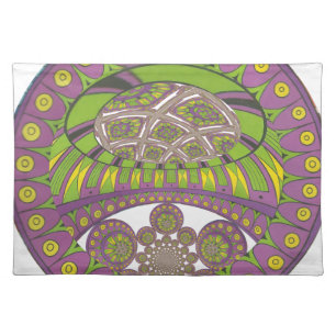 African Purple and Yellow Kaleidoscope Traditional Cloth Placemat