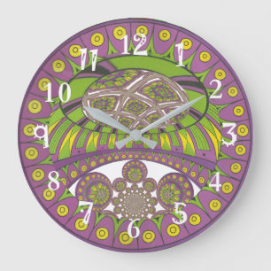 African Purple and Yellow Kaleidoscope Traditional Large Clock