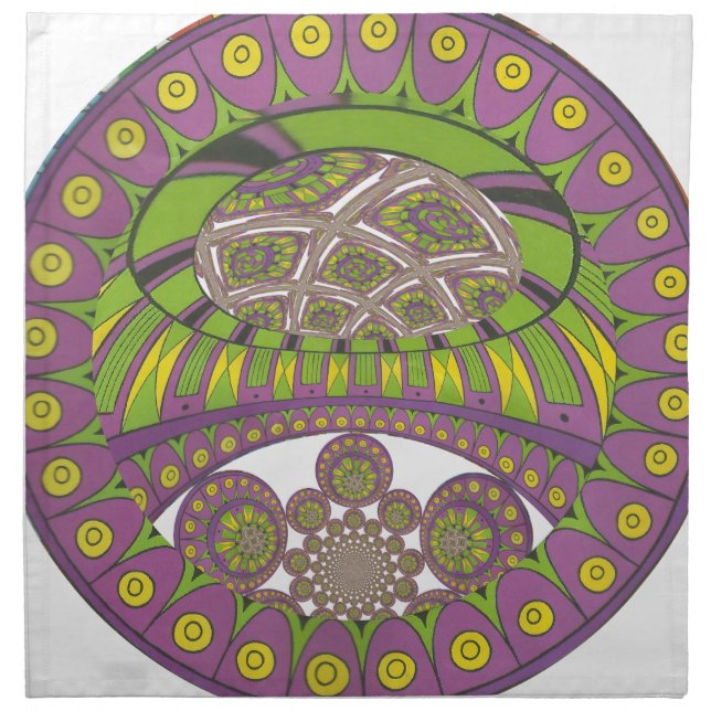 African Purple and Yellow Kaleidoscope Traditional Napkin (Front)