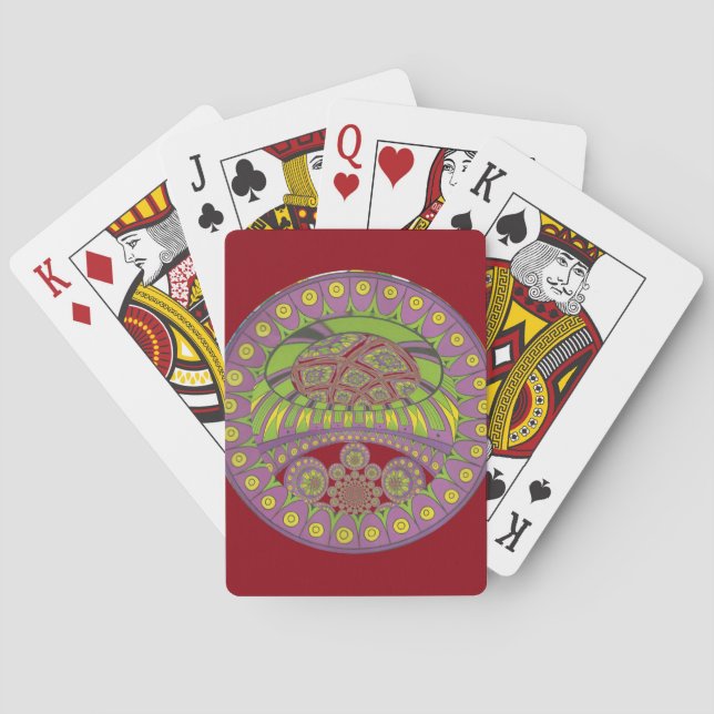African Purple and Yellow Kaleidoscope Traditional Poker Cards (Back)