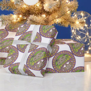 African Purple and Yellow Kaleidoscope Traditional Wrapping Paper