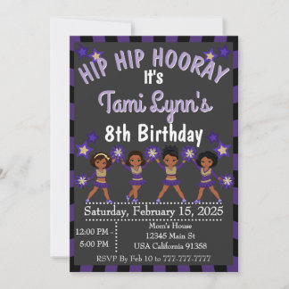 African Purple Cheerleader Gymnastics Invitation