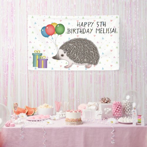 African Pygmy Hedgehog Animal _ Happy Birthday Banner