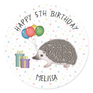 African Pygmy Hedgehog Animal - Happy Birthday Classic Round Sticker