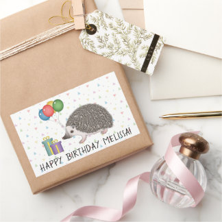 African Pygmy Hedgehog Animal - Happy Birthday Rectangular Sticker