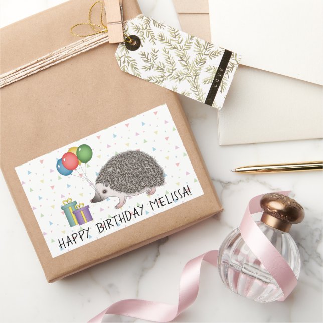 African Pygmy Hedgehog Animal - Happy Birthday Rectangular Sticker (Gifting)