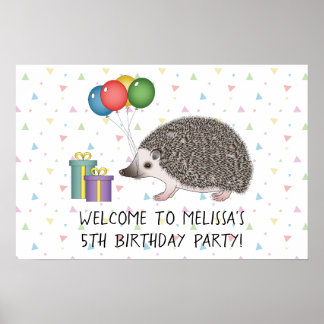African Pygmy Hedgehog - Birthday Party Welcome Poster