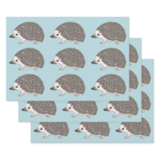 African Pygmy Hedgehog Cartoon Design Pattern Wrapping Paper Sheets