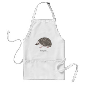 African Pygmy Hedgehog Cartoon Design With A Name Adult Apron