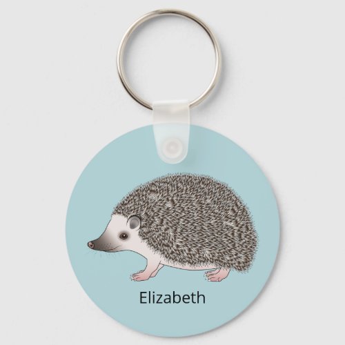 African Pygmy Hedgehog Cartoon Design With A Name Keychain