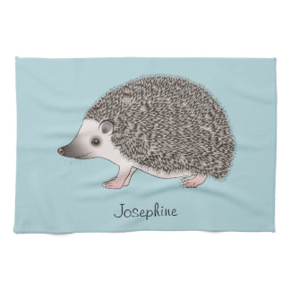African Pygmy Hedgehog Cartoon Design With A Name Kitchen Towel