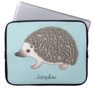 African Pygmy Hedgehog Cartoon Design With A Name Laptop Sleeve