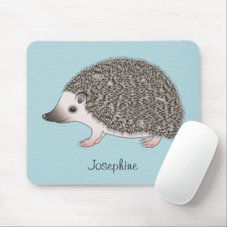 African Pygmy Hedgehog Cartoon Design With A Name Mouse Pad