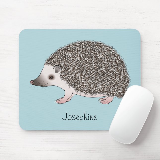 African Pygmy Hedgehog Cartoon Design With A Name Mouse Pad (With Mouse)