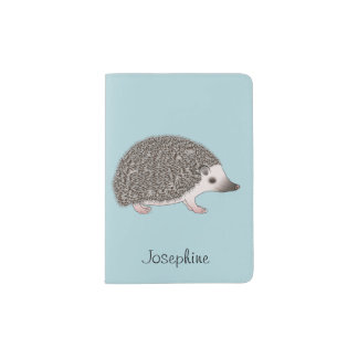 African Pygmy Hedgehog Cartoon Design With A Name Passport Holder