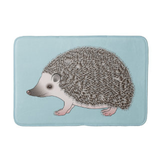 African Pygmy Hedgehog Cute Cartoon Illustration Bath Mat