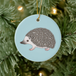 African Pygmy Hedgehog Cute Cartoon Illustration Ceramic Ornament