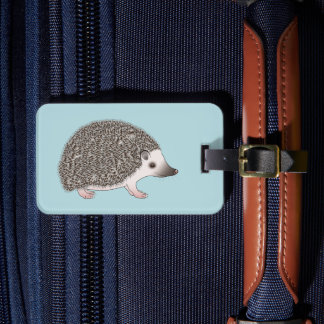 African Pygmy Hedgehog Cute Cartoon Illustration Luggage Tag