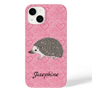 African Pygmy Hedgehog On Pink Heart Pattern Case-Mate iPhone 14 Case