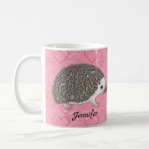 African Pygmy Hedgehog On Pink Heart Pattern Coffee Mug