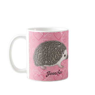 African Pygmy Hedgehog On Pink Heart Pattern Coffee Mug