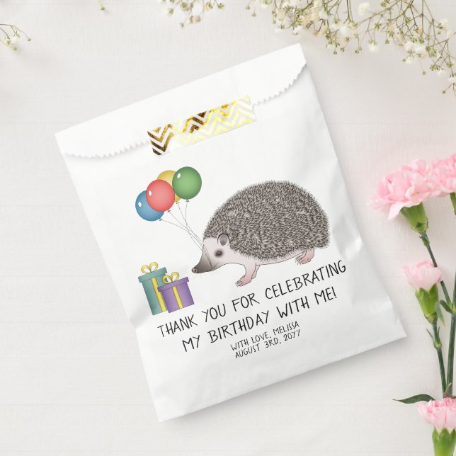 African Pygmy Hedgehog With Birthday Balloons Favor Bag (Sealed)