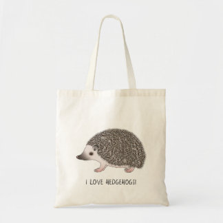 African Pygmy Hedgehog With I Love Hedgehogs Text Tote Bag