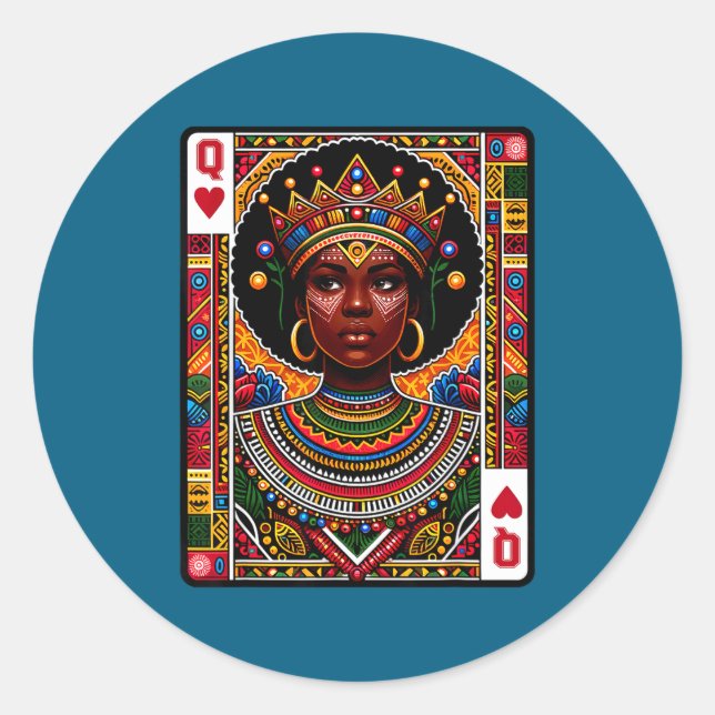African queen card melanin black pride blm classic round sticker (Front)