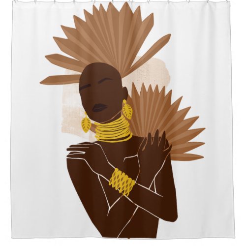 African Queen In Gold  Shower Curtain