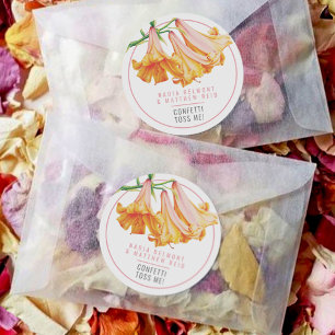 African Queen lily orange pink floral art wedding Classic Round Sticker