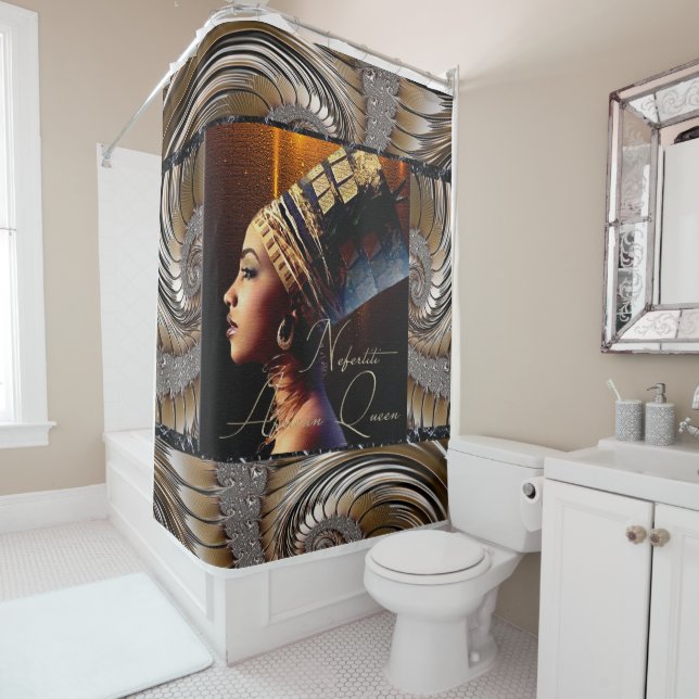 African Queen Nefertiti Shower Curtain (In Situ)