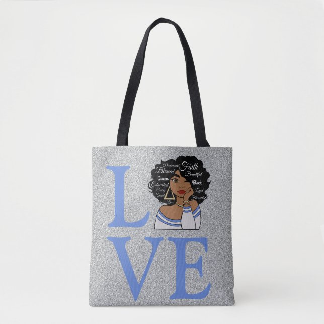 African Queen Silver Glitter Tote Bag (Front)