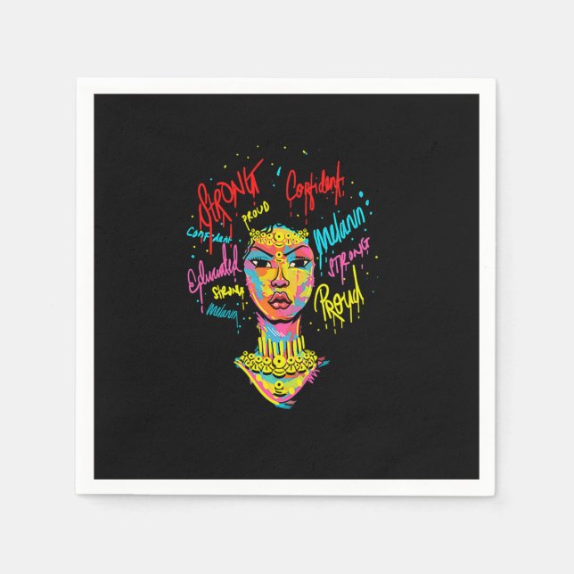 African Queen Strong Woman Black History Month Pro Napkins (Front)