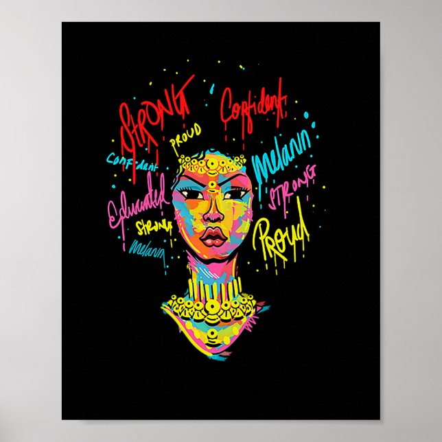 African Queen Strong Woman Black History Month Pro Poster (Front)