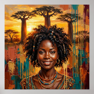 African Queen Sunset, Black Woman Wall Art