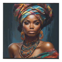 Melanin Queen - African Young Lady Wearing a Turban - Aesthetic