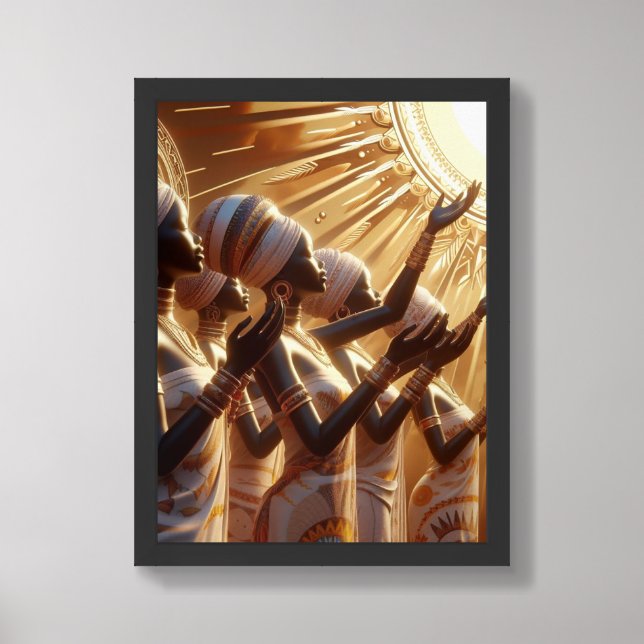 African Queens Praising The Sun: Wall Art (Framed Front)